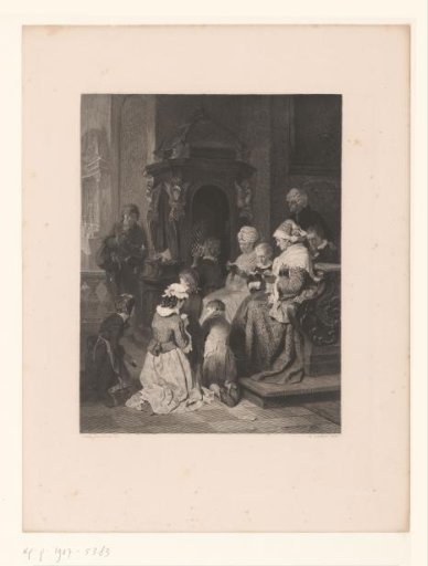 Women and children in a church