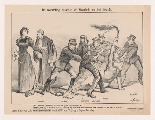 Personification of Truth in combat with French officers