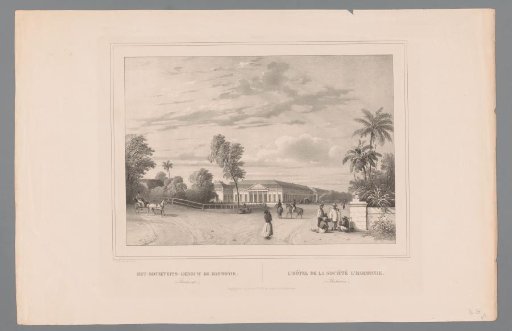 View of the society building De Harmonie in Batavia