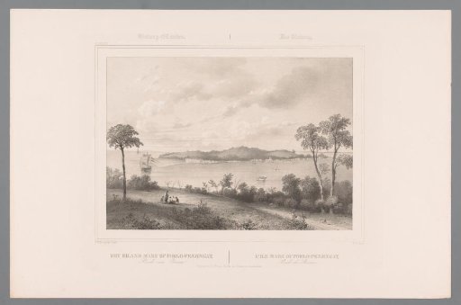View of the island of Pulau Penjingat and the anchorage of Riau