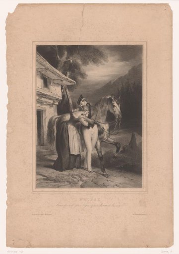 Prussian soldier bidding farewell to his wife