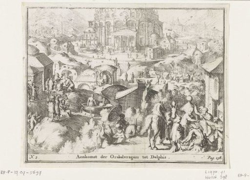 Arrival of oracle seekers in Delphi