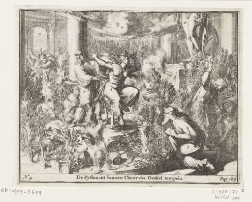 Priestess Pythia in the temple of Delphi