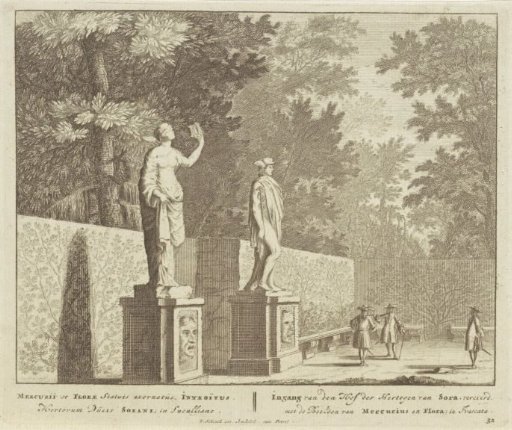 Sculptures of Flora and Mercury, possibly near Frascati