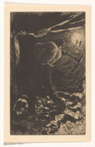 Miner with bare upper body