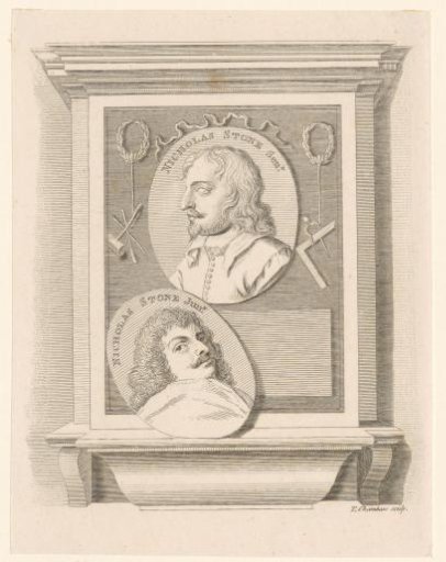 Two portraits of Nicholas Stone (I) and Nicholas Stone (II) in two medallions