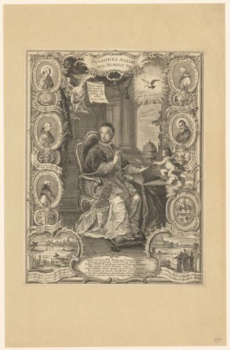 Portrait of Pope Pius VI surrounded by medallions with portraits of predecessors