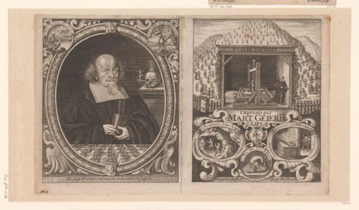 Portrait of Martin Geier at the age of 54 and four illustrated psalms