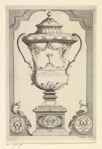 Panel Decoration with a Garden Vase and Monograms