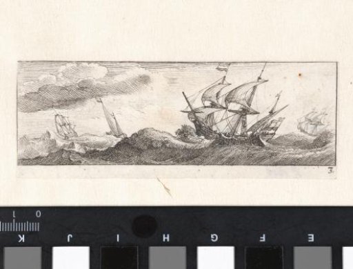 Seaview with ships during a storm