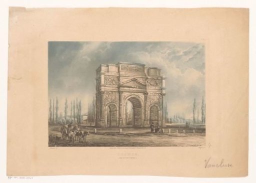 Landscape with the Triumphal Arch of Orange with Travelers