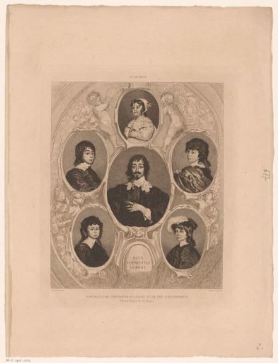 Portraits of Constantijn Huygens and his five children in medallions