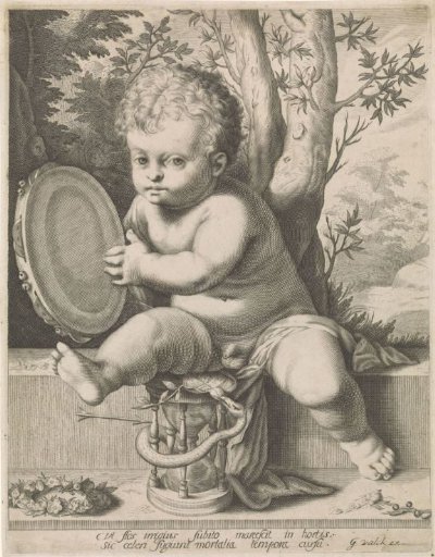 Child with Tambourine and Hourglass