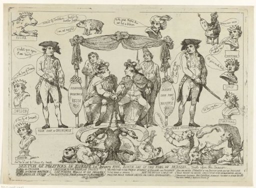 Satirical print on the state of Europe, 1786