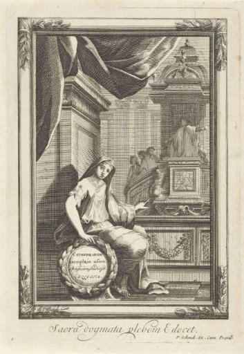 Woman Pointing to a Pulpit
