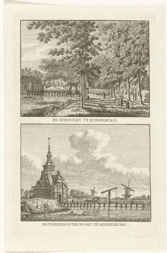 Two city views of Middelburg: Seispoort and Vlissingsepoort