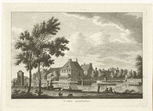 View of village Sloterdijk on the Haarlemmer Trekvaart