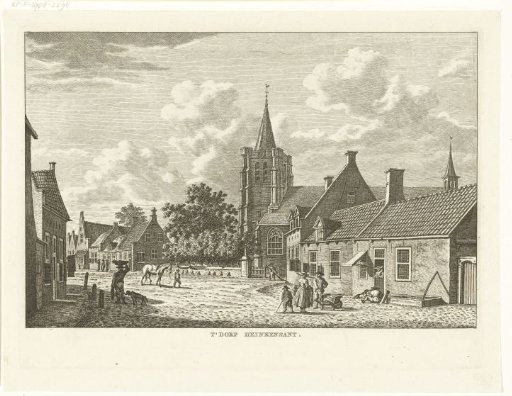 Village view with church at Heinkeszand