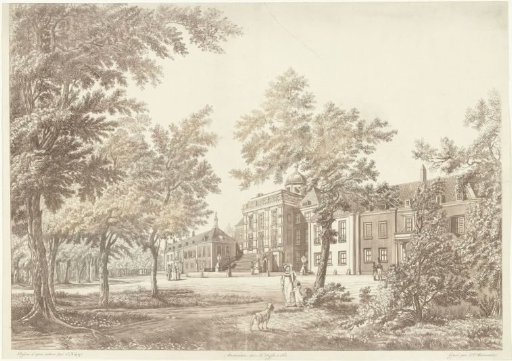 View of the Rear Facade and Garden of Huis ten Bosch Palace in The Hague