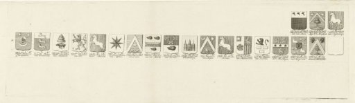 Armorial map with the coats of arms and names of the Forty Men of the city of Leiden