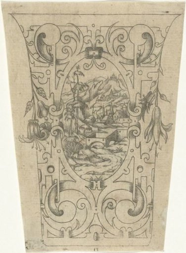 Cup with a landscape in an oval