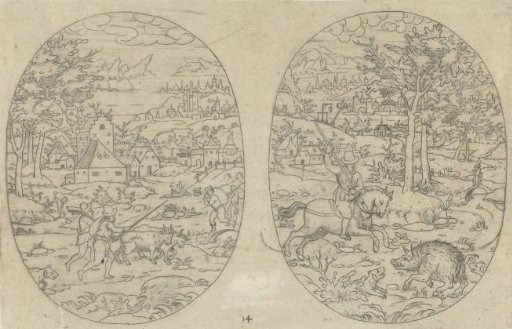 Two ovals with landscapes