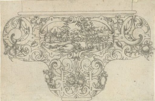 Bowl with a landscape in a horizontal oval