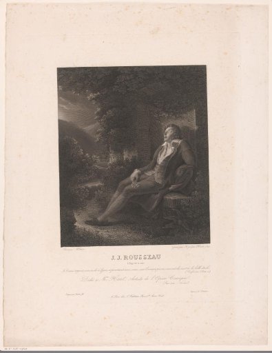 Portrait of Jean-Jacques Rousseau, seated in a garden
