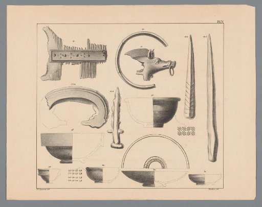 Roman excavations including an object in the shape of a wild boar