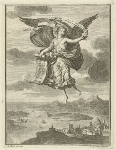 Flying angel in a landscape