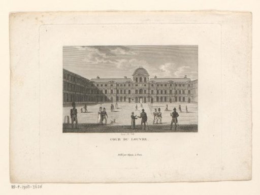 View of the Cour Carrée of the Palais du Louvre in Paris