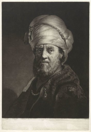 Portrait bust of a man with a turban