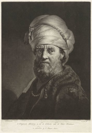 Portrait bust of a man with a turban