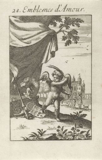 Cupid Tramples a Shield and a Money Bag