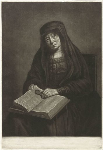 Old woman with a Bible on her lap, possibly Rembrandt's mother
