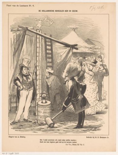 Caricature with a comparison between Kop van Jut and Dutch politics