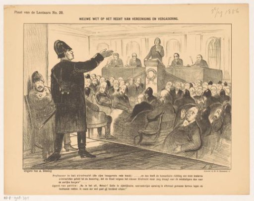 Caricature about the proposal to amend the right of association and assembly in 1886