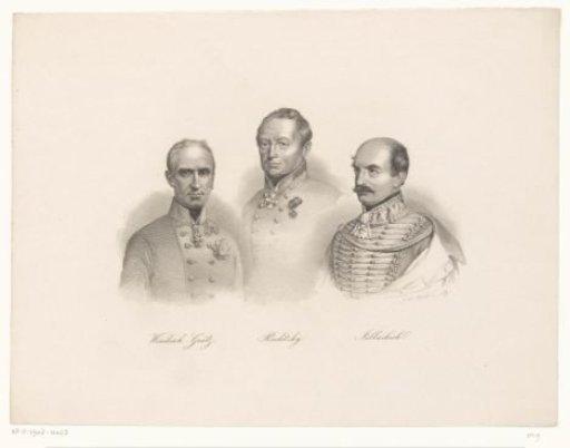 Portraits of Alfred von Windisch-Graetz, Joseph Wenzel Radetzky and Josef Jellačić de Buzim