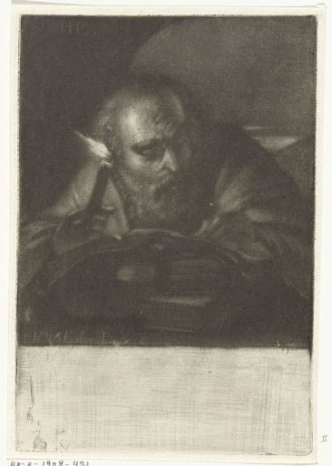An Old Man Reading by Candlelight