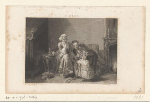 Man and woman by a cradle
