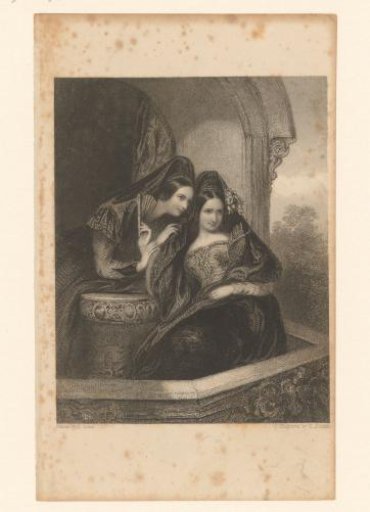 Two women looking from a balcony into the distance