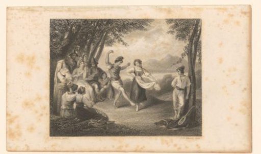 Dancing figures in a forest