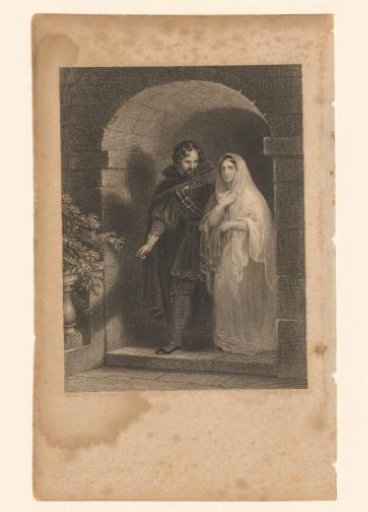 Man escorting a veiled woman outside