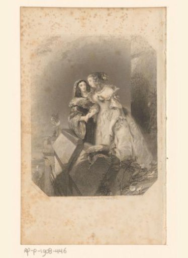 Two women on the balcony of a high tower