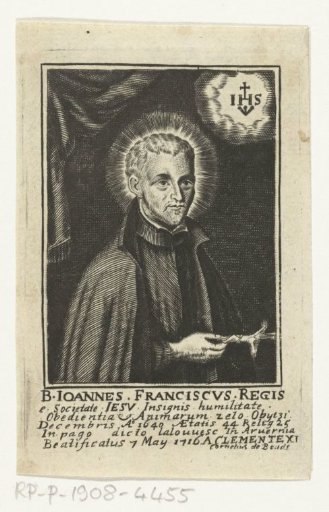 Prayer card with Saint John Francis Régis