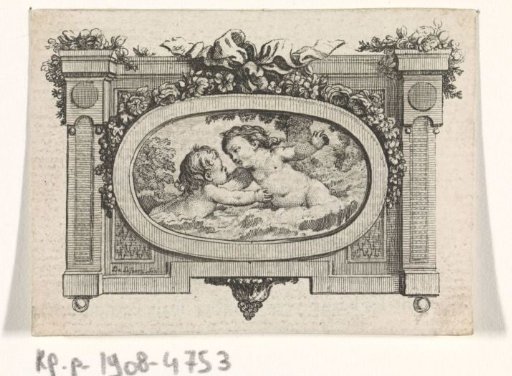 Two putti embracing each other