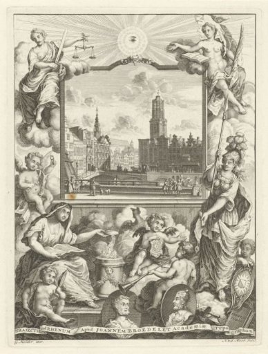 View of Utrecht in an allegorical frame