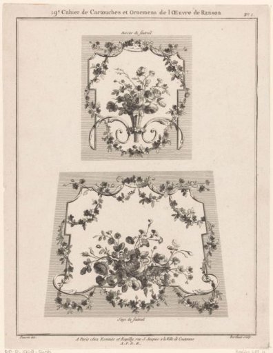 Chair upholstery with vase and flowers
