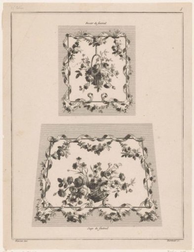 Chair upholstery with flowers and baskets