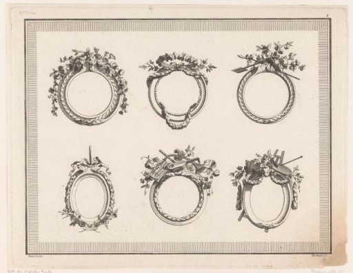 Medallions with musical instruments and painter's attributes